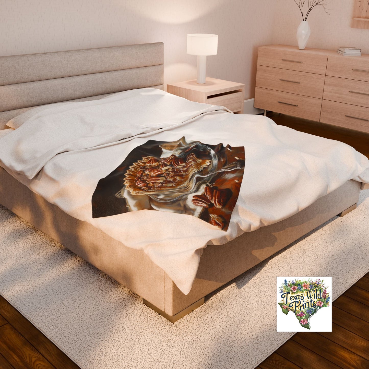 Cozy Pecan Pie Print Throw Blanket Southwest Art Print Plush Decor Gift Small Large Size Rustic Minimalist Holiday Accent