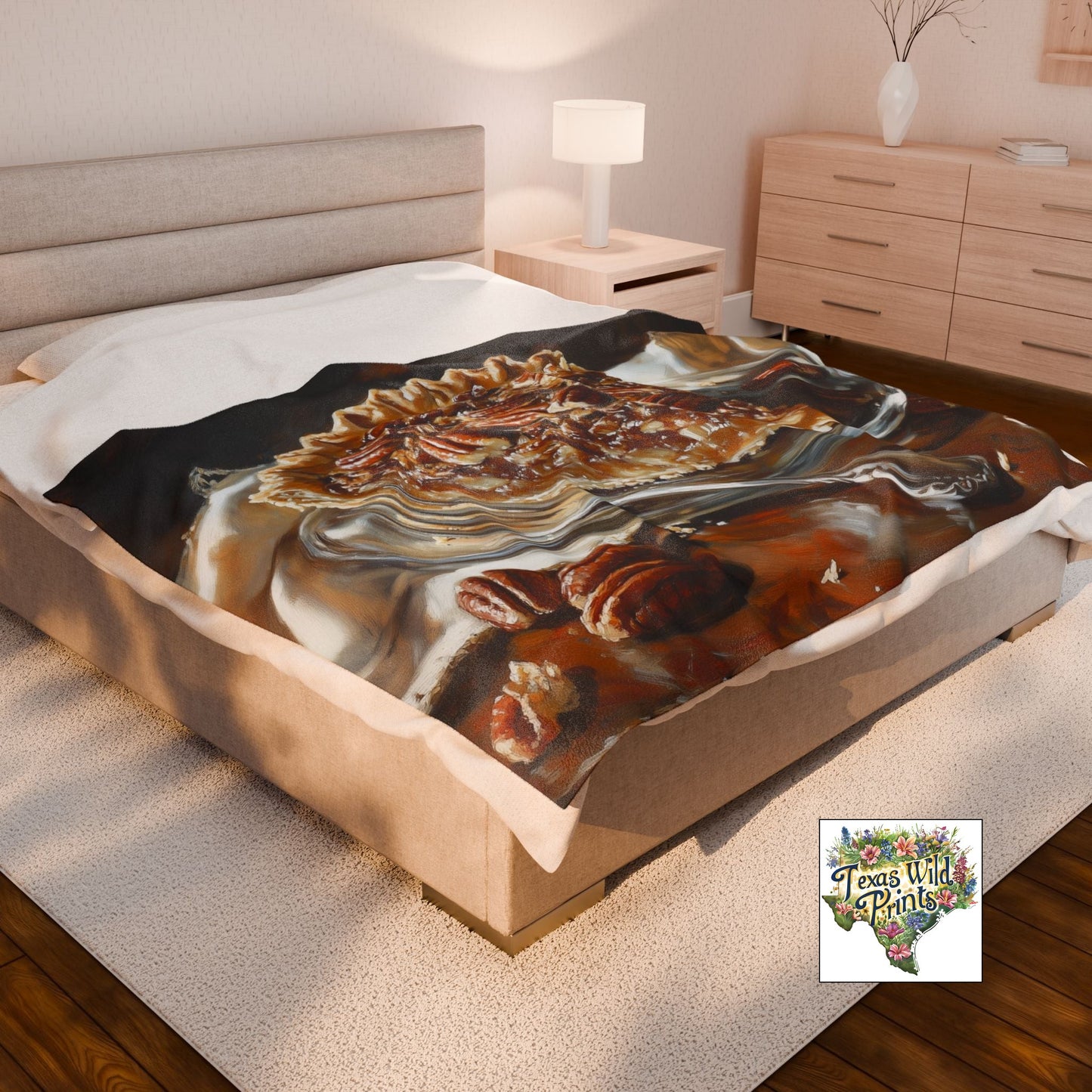 Cozy Pecan Pie Print Throw Blanket Southwest Art Print Plush Decor Gift Small Large Size Rustic Minimalist Holiday Accent