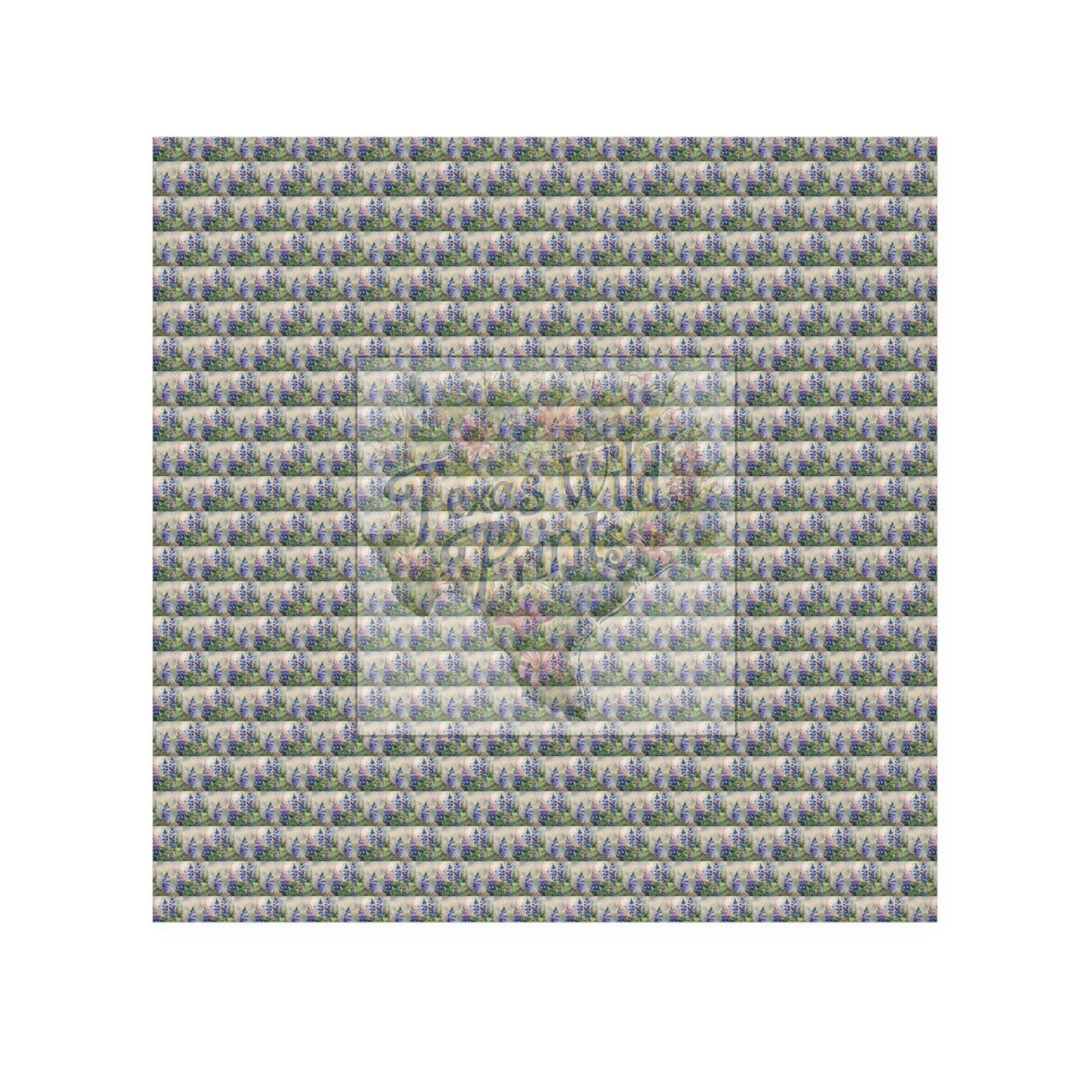 Victorian Inspired Bluebonnet Bushel Pattern Print Face Cloth | Premium | 13”x13” Towel | Texas Wildflowers