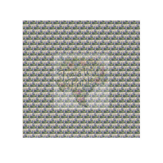Victorian Inspired Bluebonnet Bushel Pattern Print Face Cloth | Premium | 13”x13” Towel | Texas Wildflowers