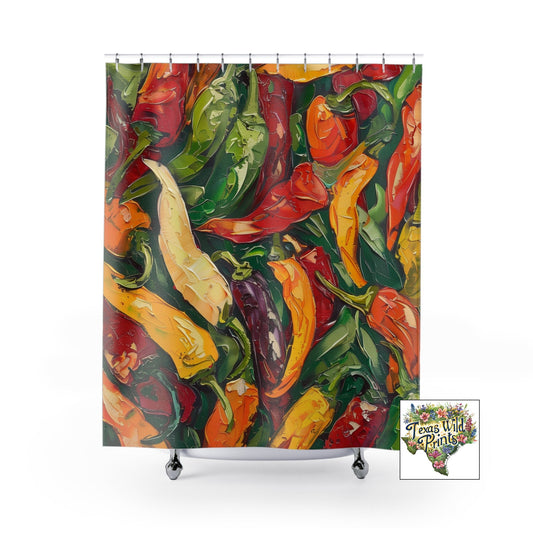 Rideau de douche Jalapeño | Durable | 71"x74" | Décor amusant
