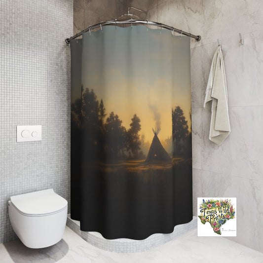 Serene Indian Inspired Tipi Scene Shower Curtain Bohemian Nature Landscape MTO 71x74 Polyester Fabric Original Rustic Bathroom Art Long Lasting