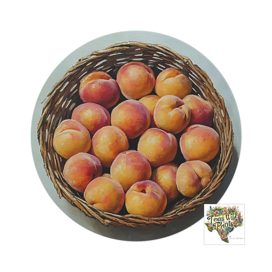 Ripe Texas Peaches Woven Basket 5 Foot Area Rug Warm Tone Small Carpet Bold Farmhouse Home Decor Non-Slip Soft Chenille Farmhouse Gifts