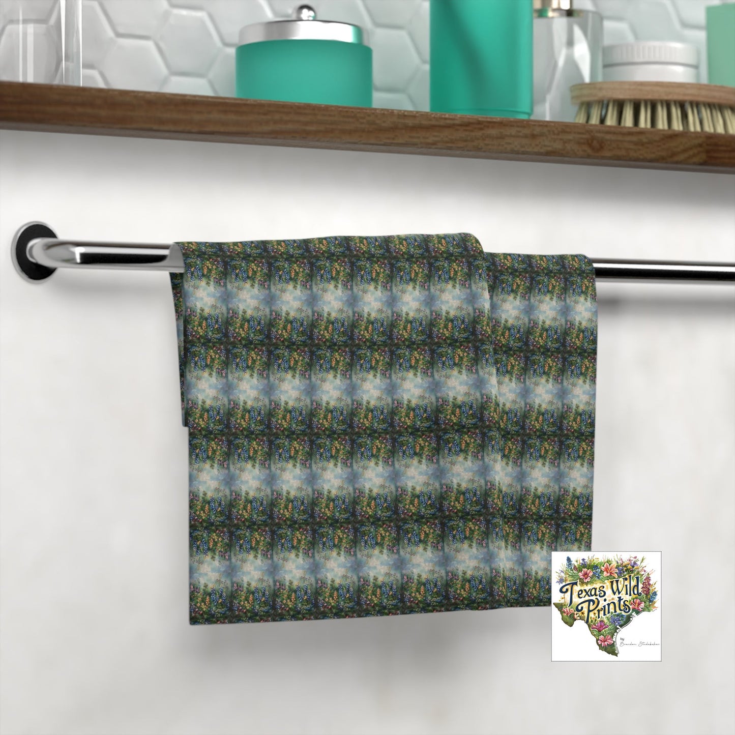 Wildflower Meadow Towel Floral Washcloth 13x13 Inch Cottagecore Farmhouse Bath Decor Rustic Flower Print Rabbit Lovers Gift Spring Home