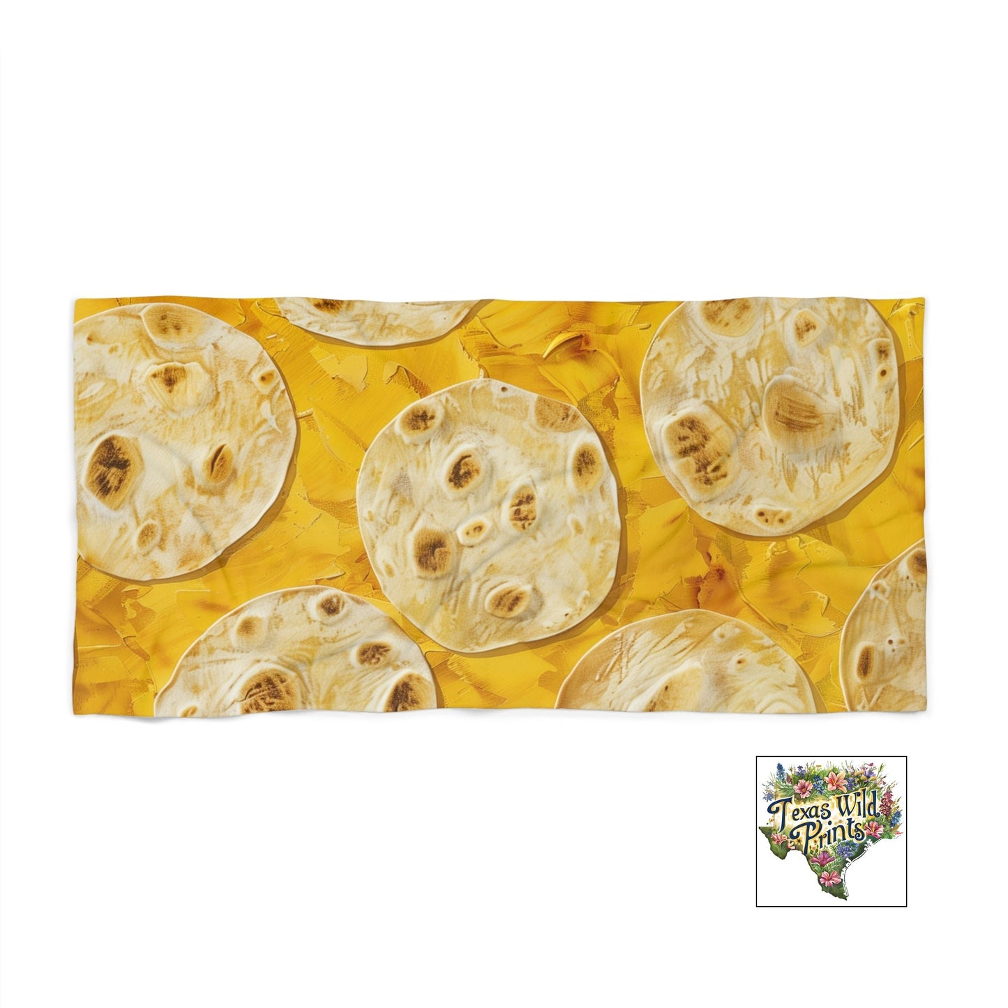 XL Flour Tortilla Print Beach Towel Funny Taco Lover Summer Present Quirky Gift Him Her Pool Party Host 71x74 Inch