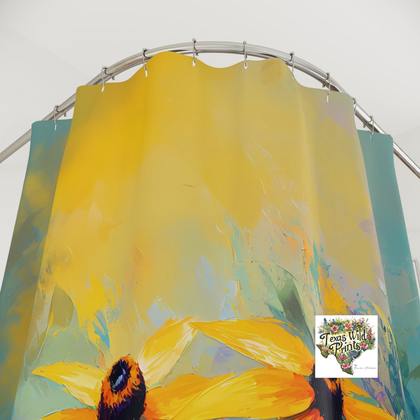 Black Eyed Susan Shower Curtain Texas Wildflower Yellow Floral Art Rustic Farmhouse Bath Decor Birthday Gift for Her Wife Sunny Home Style