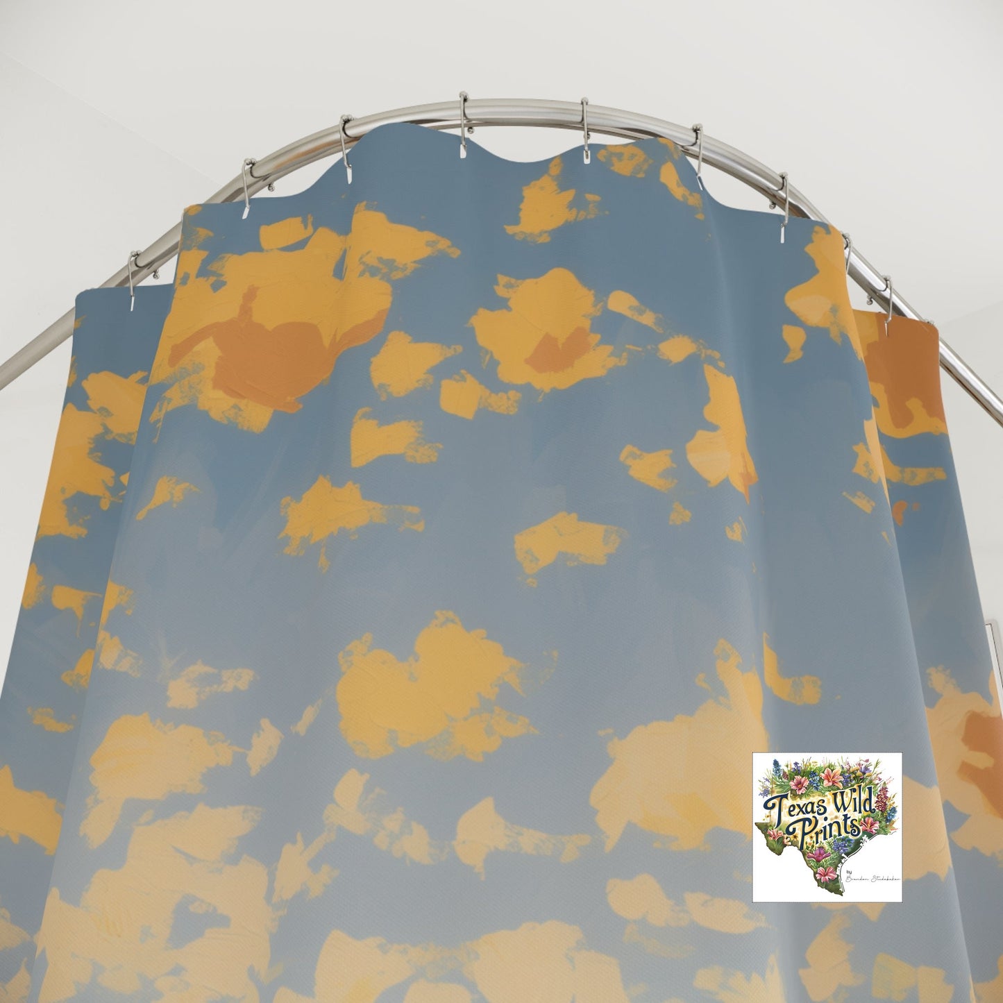 Cheerful Dog in Field Shower Curtain Custom Made MTO 71x74 Polyester Whimsical Bathroom Art Sunny Wildflower Landscape Bathroom Decor