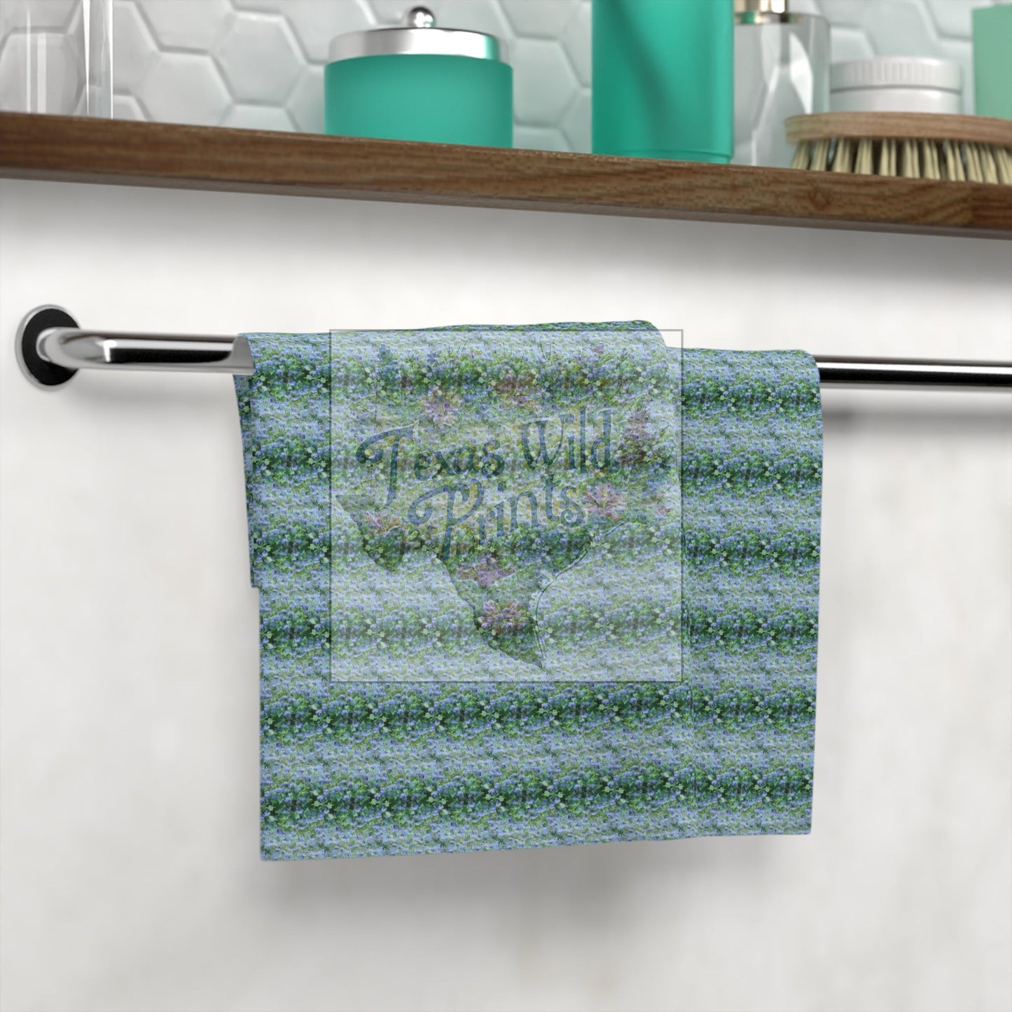 Serviette de toilette à motif de fleurs sauvages Blue Mistflower | Serviette de 13" x 13" | Cadeau de pendaison de crémaillère