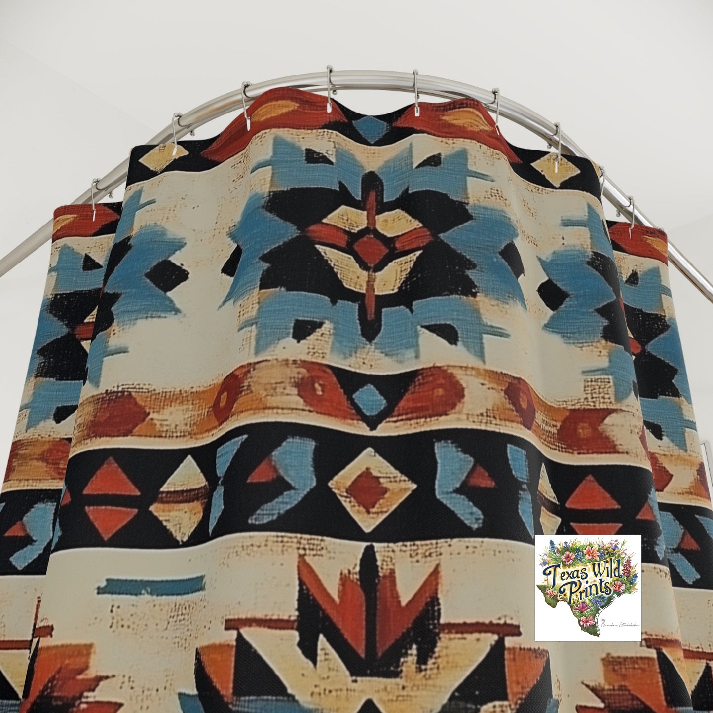 Vibrant Aztec Inspired Shower Curtain Tribal Geometric Motif Rustic Southwestern Bath Decor Premium Polyester Fabric 71x74 Inch
