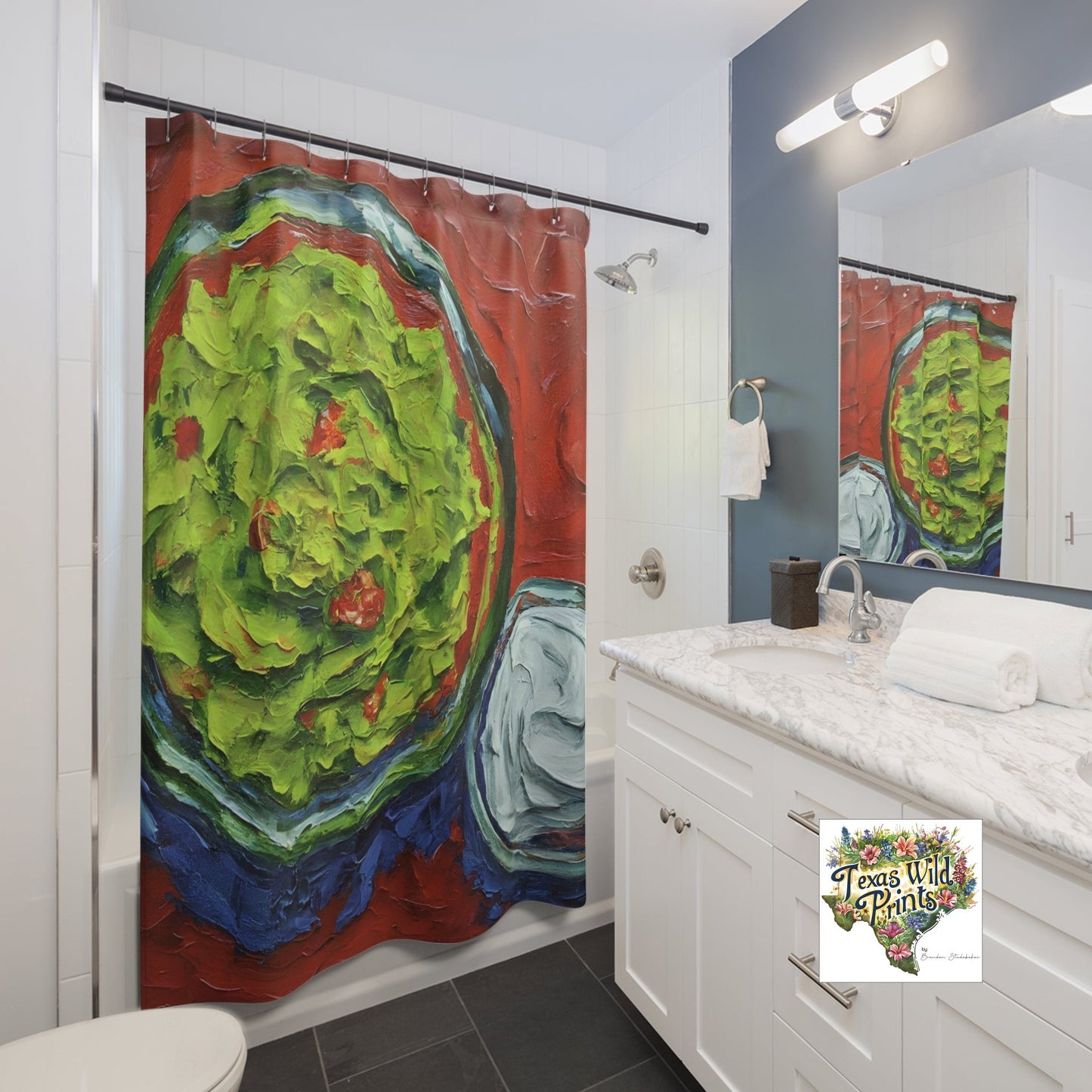 Festal Guacamole Sour Cream Shower Curtain Uncommon Southwestern Bath Decor 71x74 Inch Fabric Popular Gifts for Men Mexican Culture Art