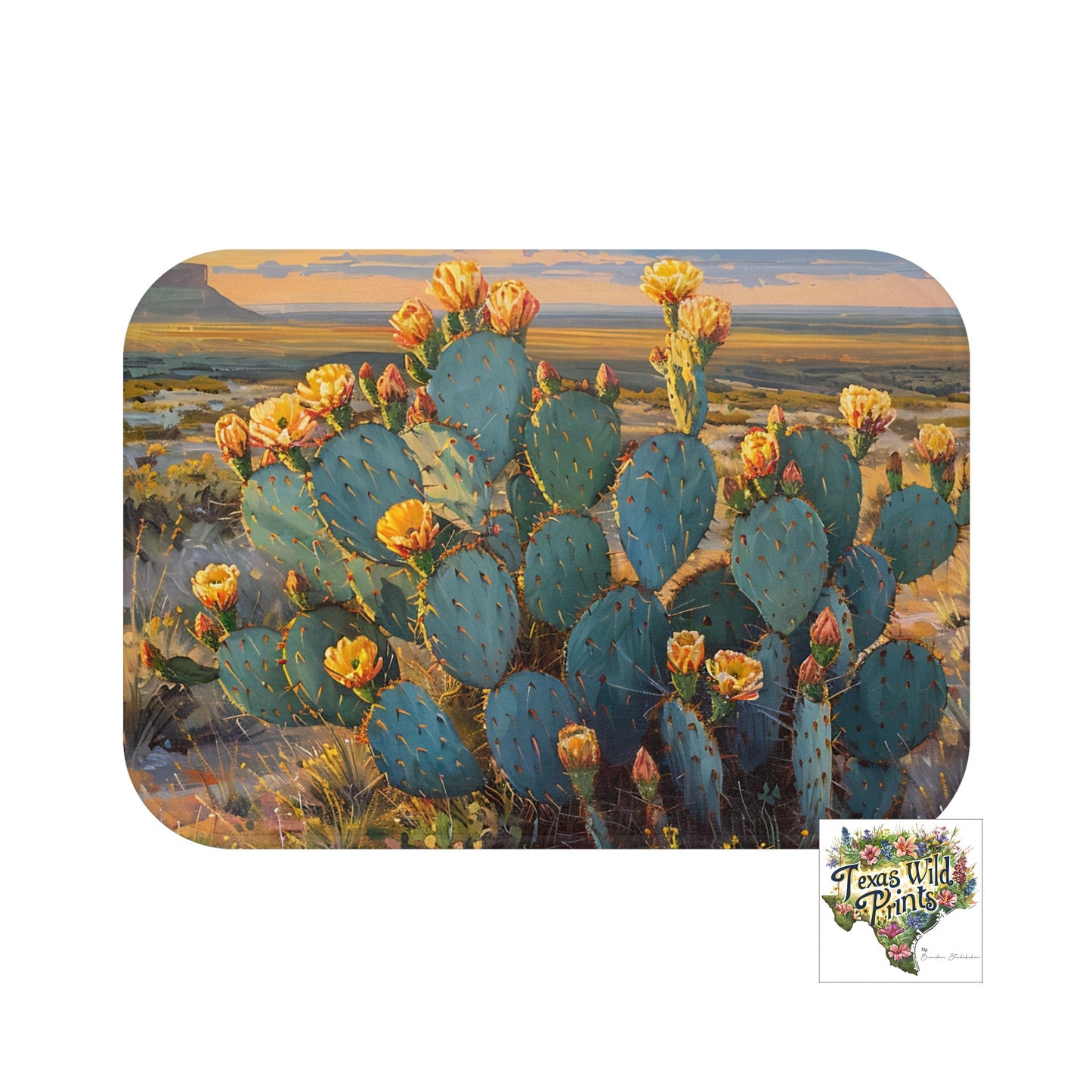 Small Large Prickly Pear Landscape Bath Mat Rustic Western Landscape Decor Farmhouse Bathroom Accent Gifts that Inspire Beauty