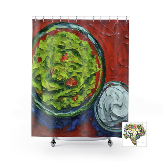 Festal Guacamole Sour Cream Shower Curtain Uncommon Southwestern Bath Decor 71x74 Inch Fabric Popular Gifts for Men Mexican Culture Art