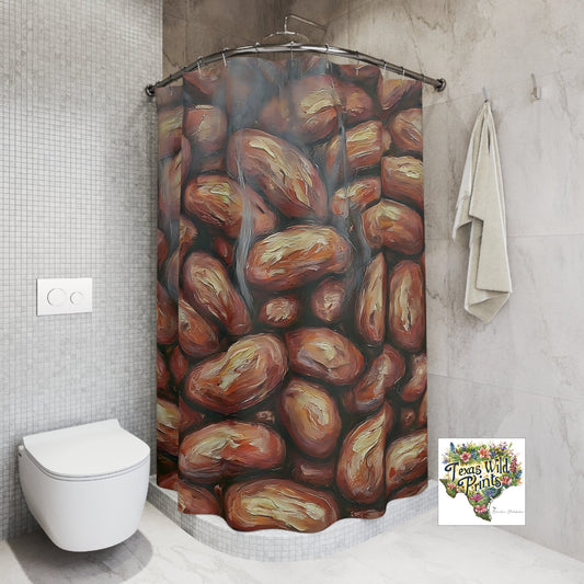 Hot Pinto Beans Shower Curtain Tex Mex Foodie Gift 71x74 Inch Southwest Home Decor Toilet Humor Decor Unique Housewarming Funny Bold Print