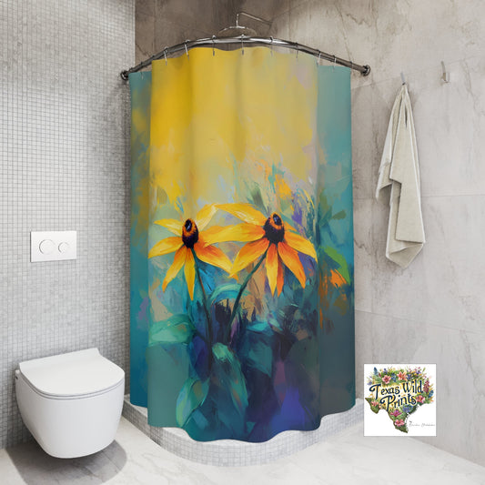 Black Eyed Susan Shower Curtain Texas Wildflower Yellow Floral Art Rustic Farmhouse Bath Decor Birthday Gift for Her Wife Sunny Home Style