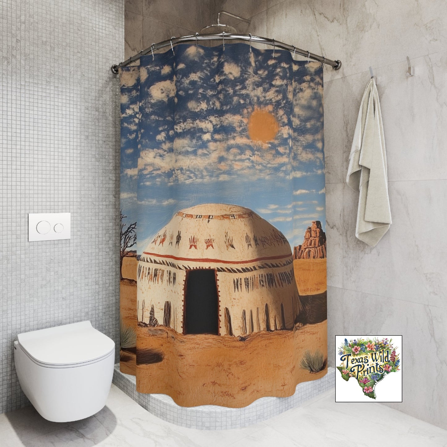 Southwestern Dome Hogan Home Art Landscape Scene 71x74 Inch Tribal Inspired Design Meaningful Spiritual Gift Rustic Home Decor