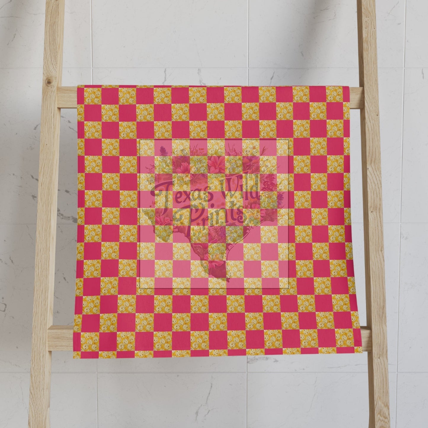 Tiny Toasted Tortilla Pattern Print Hand Towel | Gingham | 16”x28” Towel | Premium | Modern, Contemporary