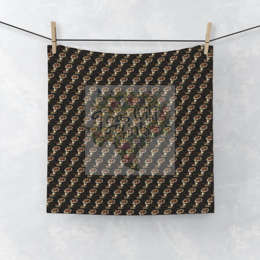 Modern Art Pecans in Burlap Sack Pattern Print Face Towel | Premium | 13”x13” | Perfect Gift for Art Hobbyist