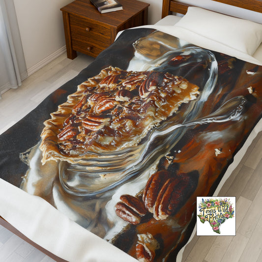 Cozy Pecan Pie Print Throw Blanket Southwest Art Print Plush Decor Gift Small Large Size Rustic Minimalist Holiday Accent