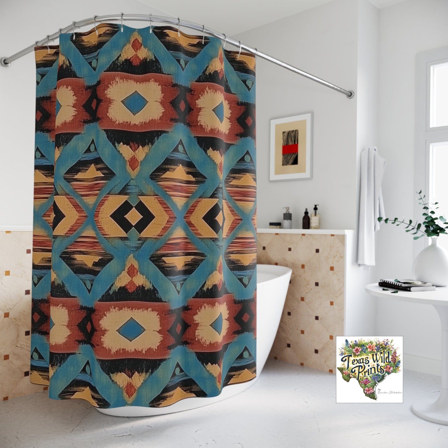 Vibrant Boho Aztec Vibes Shower Curtain Rich Earth Tone Tribal Geometric Print Southwestern Rustic Bath Accent 71x74 Inch Unique Housewarming Gift