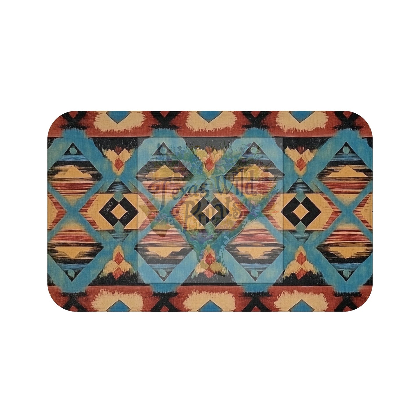 Tribal Geometric Bath Mat Vibrant Decor Rustic Southwestern Bathroom Memory Foam Microfiber Non-Slip Unique Geometric Gift